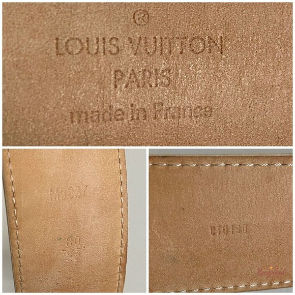 Authentic Louis Vuitton Damier Azur Canvas Leather Voyage Belt Size 80/32 M9837 - Picture 7 of 13